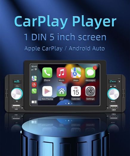 5 inch Car Radio 1 Din CarPlay Android Auto Multimedia Player Bluetooth MirrorLink FM Receiver