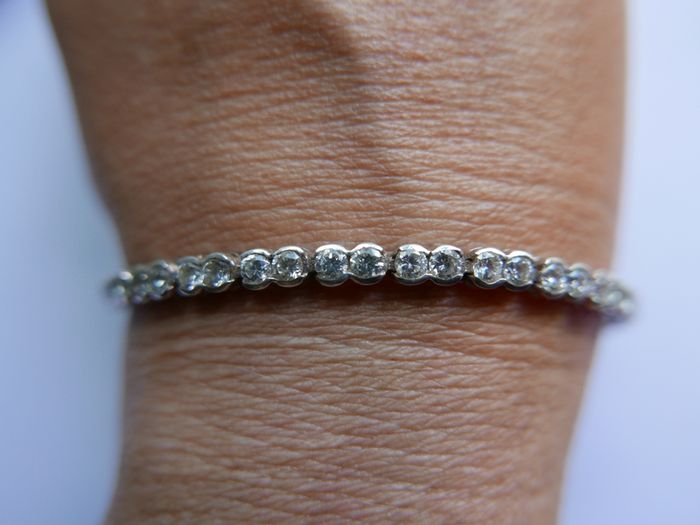 Vintage Sterling Silver 925 Round CZ Tennis Bracelet length 8" - 11,3g