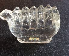 Lindshammer Crystal Glass Viking Boat Paperweight Vintage