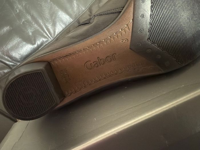 Gabor Enfield Black Patent Womens Ankle Boots in box.