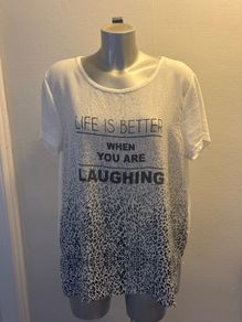 Janina cream slogan t-shirt size UK18 EU46 Postage included