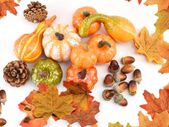 70pcs Thanksgiving Decoration Set, Artificial Maple Leaves, Harvest Pumpkin, Small Acorns, Pine Cones and Gourds for Autumn, Fall and Halloween Home Party Decoration