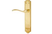 Micel Door Handle Set with Steel Plate and Aluminium Handle, Brass Finish, 250 x 45 mm