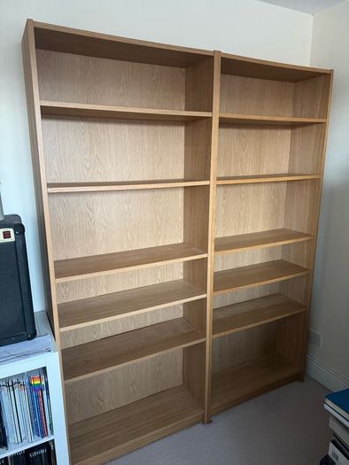 2x IKEA Billy bookcase, oak effect, 202x80x28cm