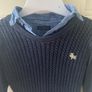 Next navy jumper with faux shirt collar Image 2