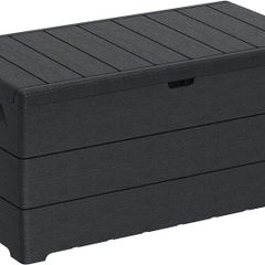 Cedargrain Durabox 416 Litre/ 110 Gallon, Outdoor Plastic Deck Box and Garden Furniture Organizer, Woodgrain Texture, Lockable Plastic Cushion Box, Grey