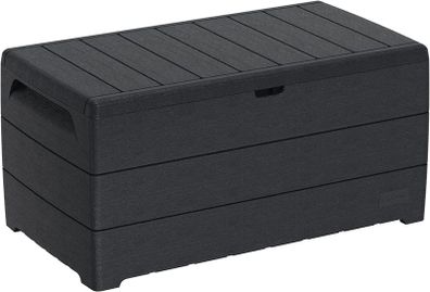Cedargrain Durabox 416 Litre/ 110 Gallon, Outdoor Plastic Deck Box and Garden Furniture Organizer, Woodgrain Texture, Lockable Plastic Cushion Box, Grey