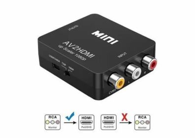Av/rca Cvbs To Hdmi Adapter 1080p Video Converter Av2hdmi Hdtv