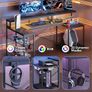 181CM L-Shaped Gaming Desk with RGB LED Lights, Power Outlets, USB Ports, Carbon Fibre Surface, Monitor Stand, Storage Shelf, Cup Holder & Headset Hook Image 3