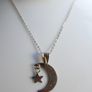 Vintage Sterling Silver 925 Half Moon and Star Necklace Pendant length 18" - 2,7g Image 4
