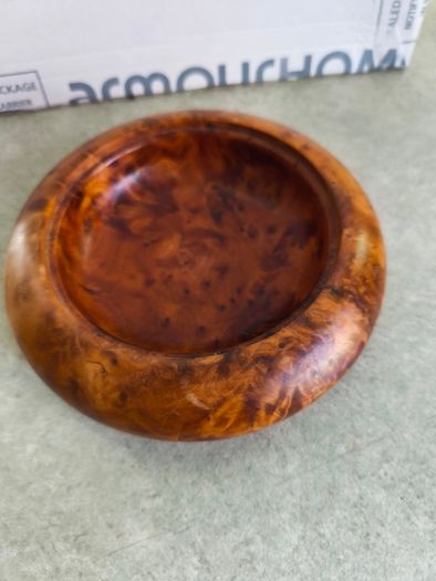 Vintage Fruit Wood Dish Ashtray Trinket Display Piece