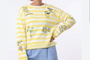 Summer Cotton Jumper - German brand Oui - Yellow White - UK 12- BNWT RRP 150