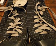 Pinstripe Converse Chuck Taylor high tops as per photos