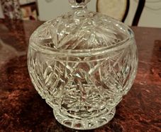 Heavy cut crystal lidded bowl