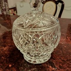 Heavy cut crystal lidded bowl