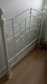 White metal double bed with mattress