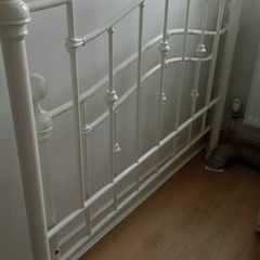 White metal double bed with mattress