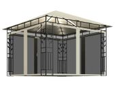 Gazebo with Mosquito Net and String Lights 3x3x2.73 m Cream 180 g/m Sq