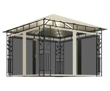Gazebo with Mosquito Net and String Lights 3x3x2.73 m Cream 180 g/m Sq