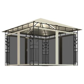 Gazebo with Mosquito Net and String Lights 3x3x2.73 m Cream 180 g/m Sq