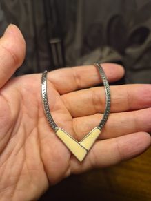 Vintage Silver Tone V Necklace