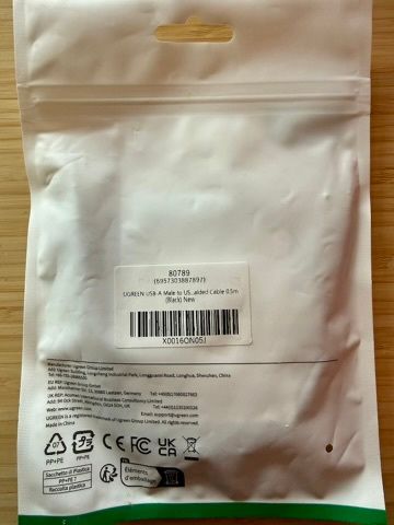 UGREEN Data Transfer USB 3.0 Type A Male to Male SuperSpeed Transfer Cable for External Hard Drive, WD My Cloud, DVD, Laptop Cooler and Blu-ray Disc Player, etc (0.5m) - NEW