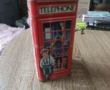 Vintage Churchills Devon Toffee Tin, Telephone Kiosk, Money Box,
