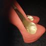 Gorgeous coral snakeskin effect heels Image 3