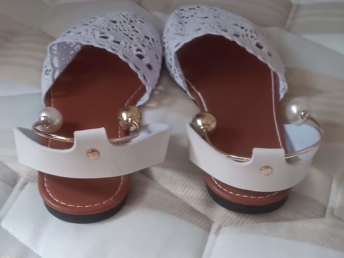 White Crochet Slip-on Sandals