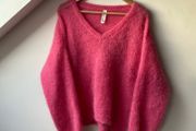 Mohair fuchsia pink oversized v neck sweater Italian brand Tensione In