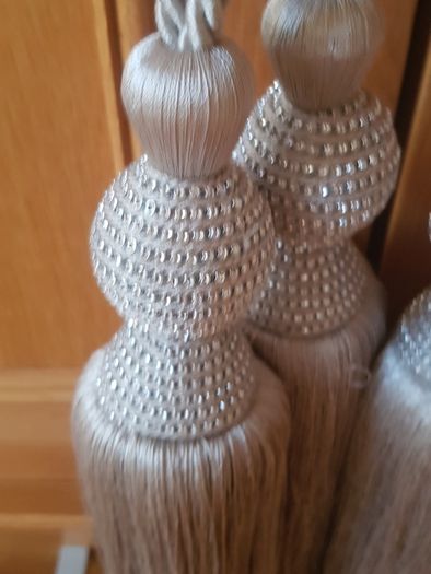 Stunning Latte Curtain Tie Backs with Crystal Embellishments x4
