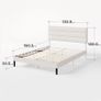 Double Bed Frame with Headboard - 4ft6 (135 x 190 cm) - 11.8'' Height - Upholstered Bed Base - Wooden Slat Support - Easy Assembly - Off White Image 2