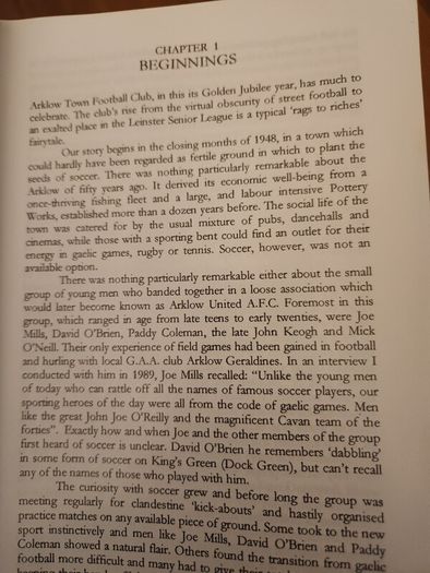 All For A Game.  A History Of  Arklow Town Football  Club 1948 -1998. Large Volume  First Edition Paperback In Very Good Condition.