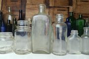 478 - Set of 6 Vintage Clear Glass Cork Screw Top Collectible Decorative Bottles