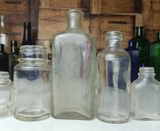 478 - Set of 6 Vintage Clear Glass Cork Screw Top Collectible Decorative Bottles
