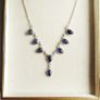 Vintage Blue Sapphire Sterling Silver 925 Choker: Faceted Gemstone Necklace length 16" - 7,4g Image 2
