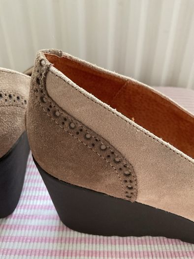 wedge suede shoes size 39 loafer inspired Spanish brand