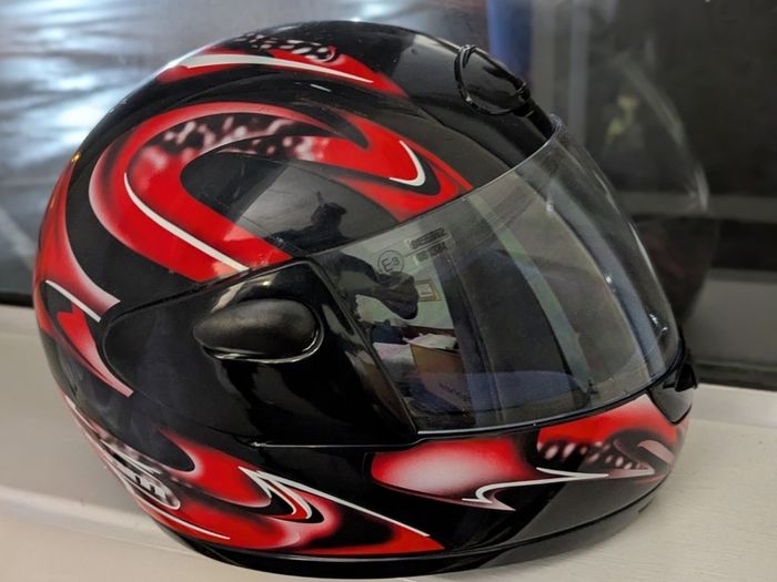 Red Black Full Face Motorbike Helmet Size L