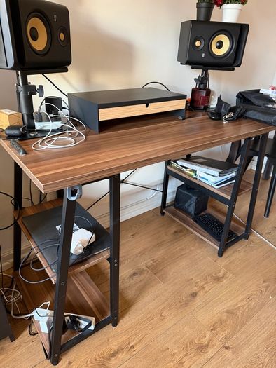 Office desk + office chair + monitor stand