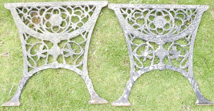 Antique Cast Iron Table Legs - Olde School Architectural Antiques (width 26" x height 25")