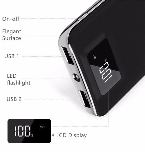 30000mah Portable Power Bank Dual USB LCD LED External Battery Charger For all Phone