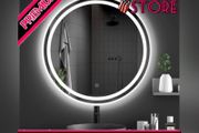 600mm Round LED Bathroom Mirror with Light, Wall Mounted Makeup Mirror with Cold White Light, Anti-Fog, IP44, Large Circle Mirror Backlit + Front Light (FREE POSTAGE)