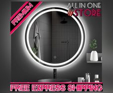 600mm Round LED Bathroom Mirror with Light, Wall Mounted Makeup Mirror with Cold White Light, Anti-Fog, IP44, Large Circle Mirror Backlit + Front Light (FREE POSTAGE)