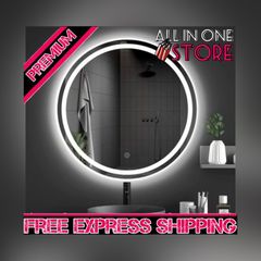 600mm Round LED Bathroom Mirror with Light, Wall Mounted Makeup Mirror with Cold White Light, Anti-Fog, IP44, Large Circle Mirror Backlit + Front Light (FREE POSTAGE)