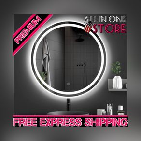 600mm Round LED Bathroom Mirror with Light, Wall Mounted Makeup Mirror with Cold White Light, Anti-Fog, IP44, Large Circle Mirror Backlit + Front Light (FREE POSTAGE)