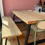 Solid Oak Dining Table and Bench Image 3