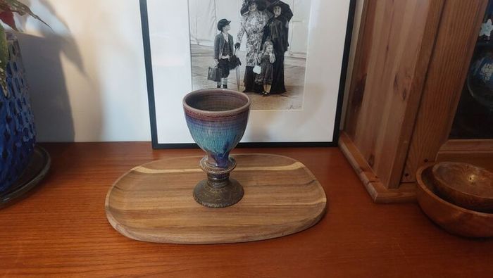 Wonderful Single Studio Art Pottery Goblet by Martin Branch Lyre Pottery, Cloncorban, Rossmore, Clonakilty, West Cork in a Fabulous Colourful Variegated Glaze. # Two