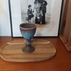 Wonderful Single Studio Art Pottery Goblet by Martin Branch Lyre Pottery, Cloncorban, Rossmore, Clonakilty, West Cork in a Fabulous Colourful Variegated Glaze. # Two