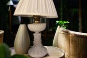 Vintage Milk Glass Table Lamp  Antique Kerosene Conversion