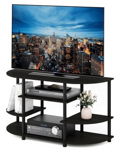 Simple Design Corner Entertainment Center, TV Console for TV up to 46 Inch, for Living Room, Bedroom, Espresso